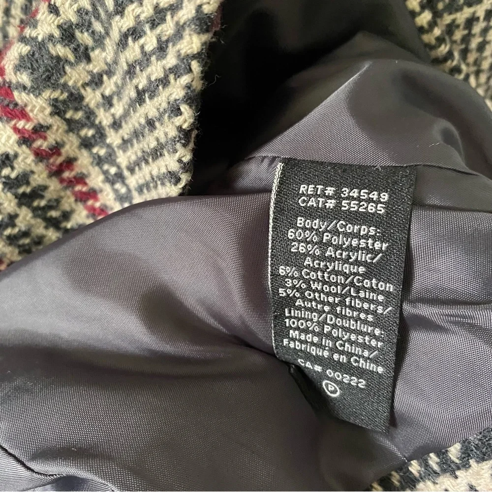 Jessica beige and dark grey plaid tailored wool blazer jacket size 10 womens - Picture 14 of 14